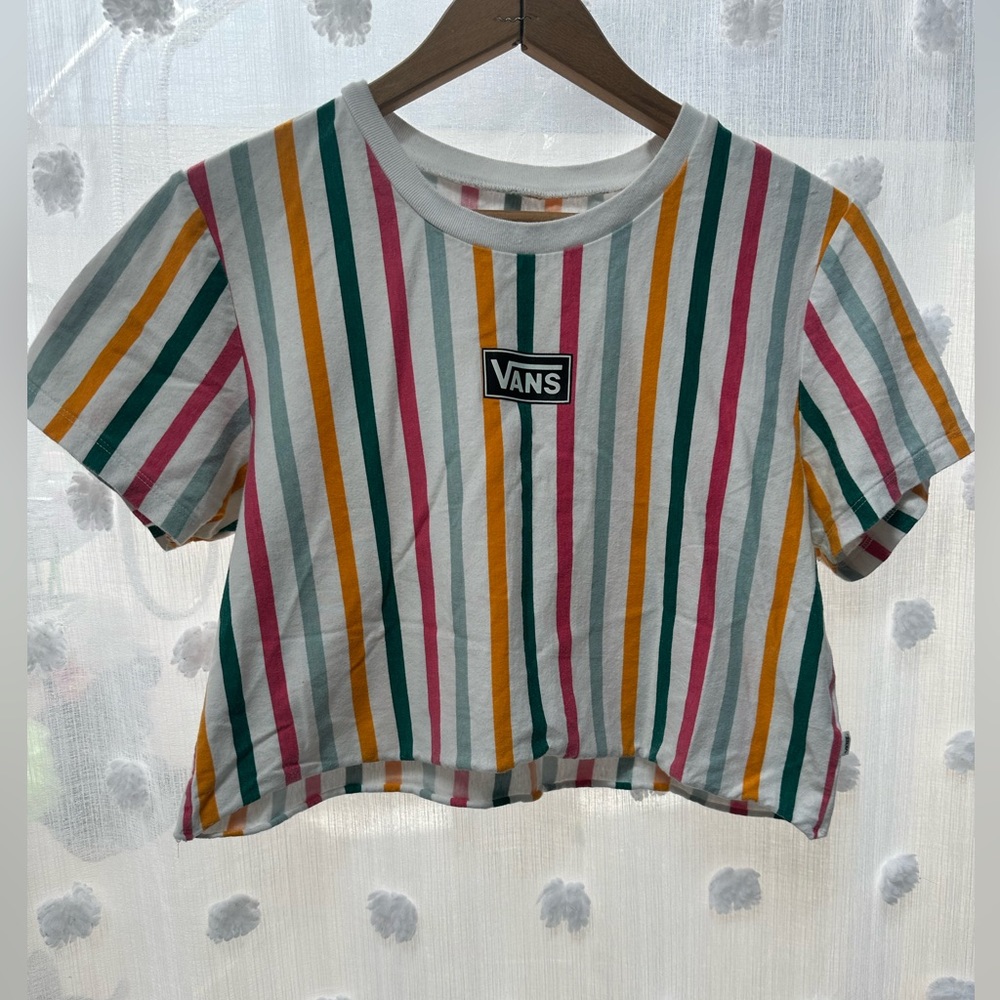 Vans Striped Cropped Tee SZ large